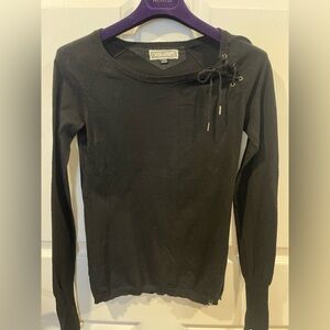 Volcom Women's Black Lace-Up Crewneck Sweater size 12 kids but fit small women